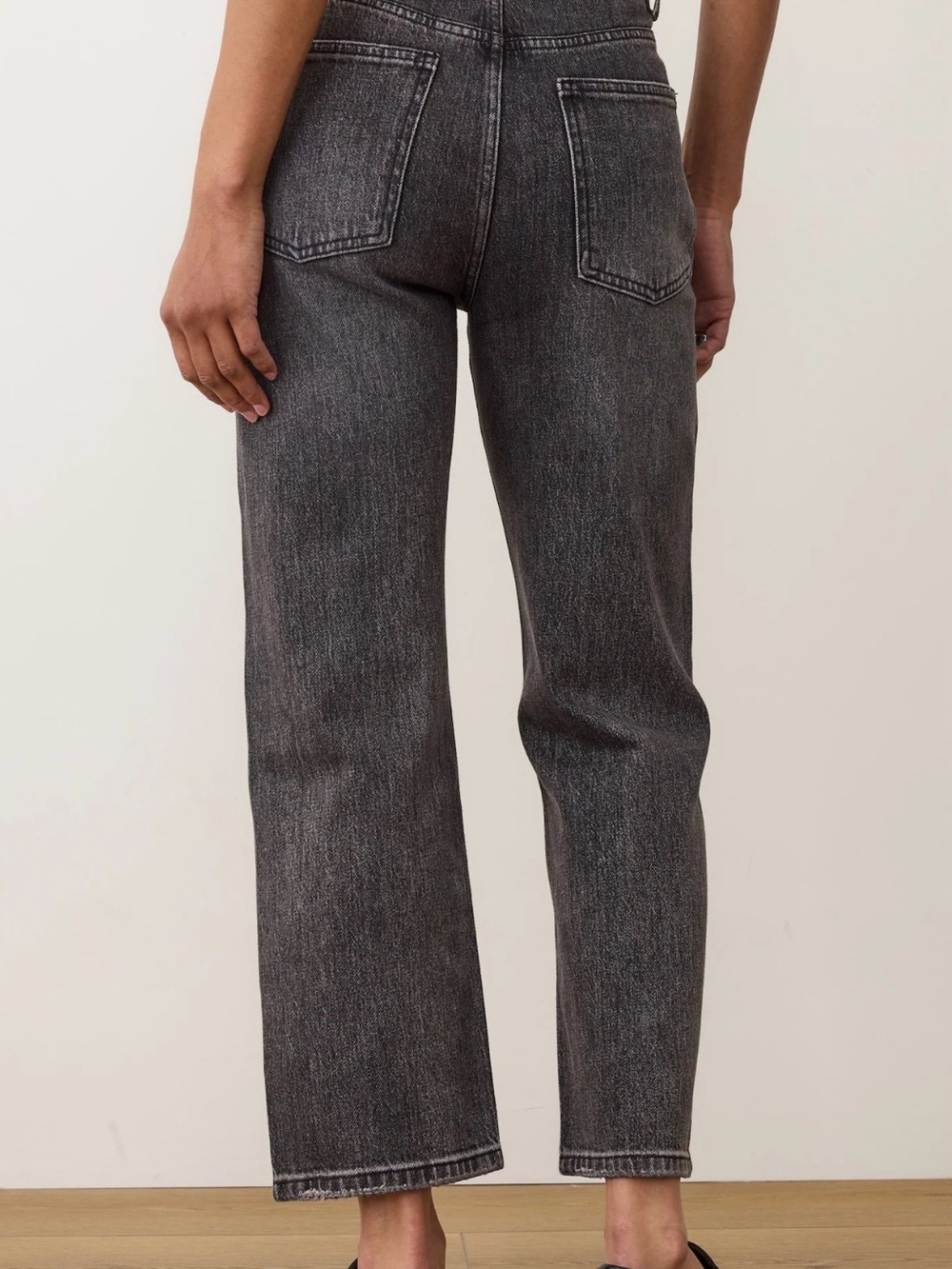 Marine Layer Washed Black High-Rise Straight Leg Jeans